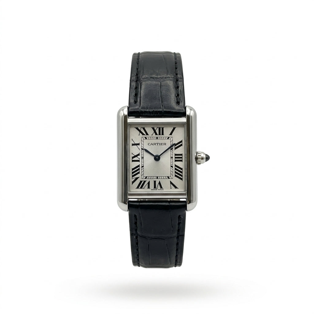 Cartier Tank solo - Argent cuir noir