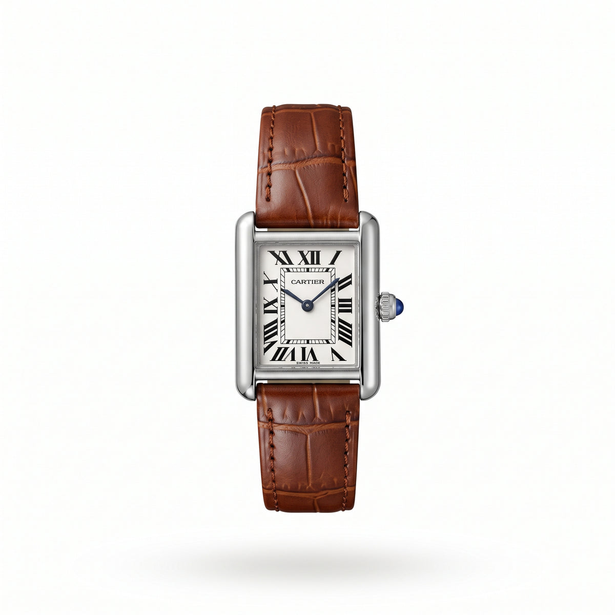 Cartier Tank solo - Argent cuir marron