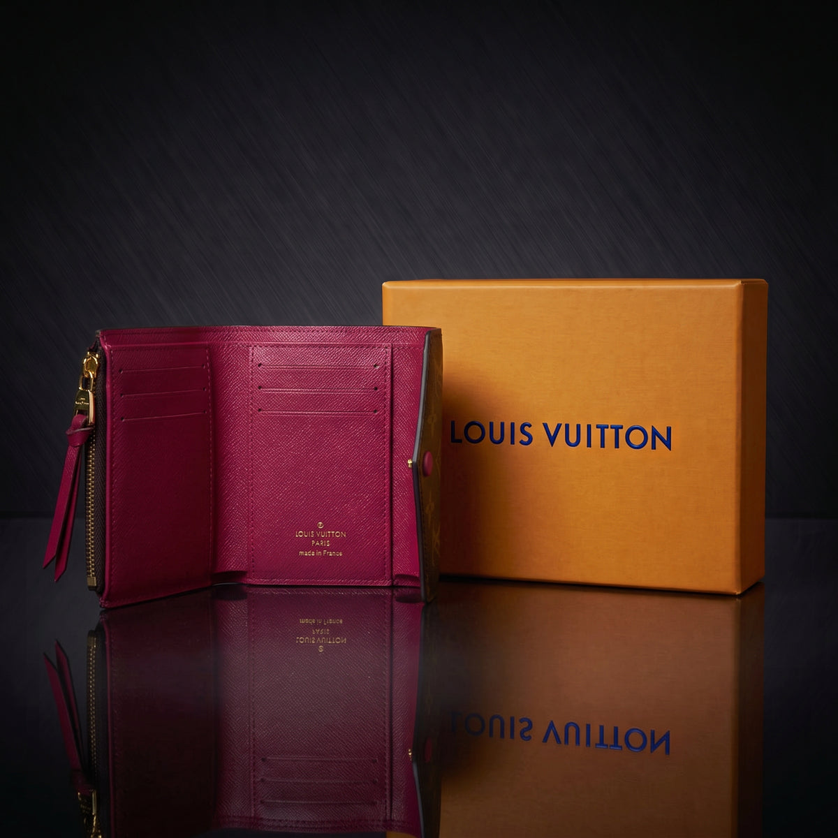 Porte Monnaie LV marron rouge
